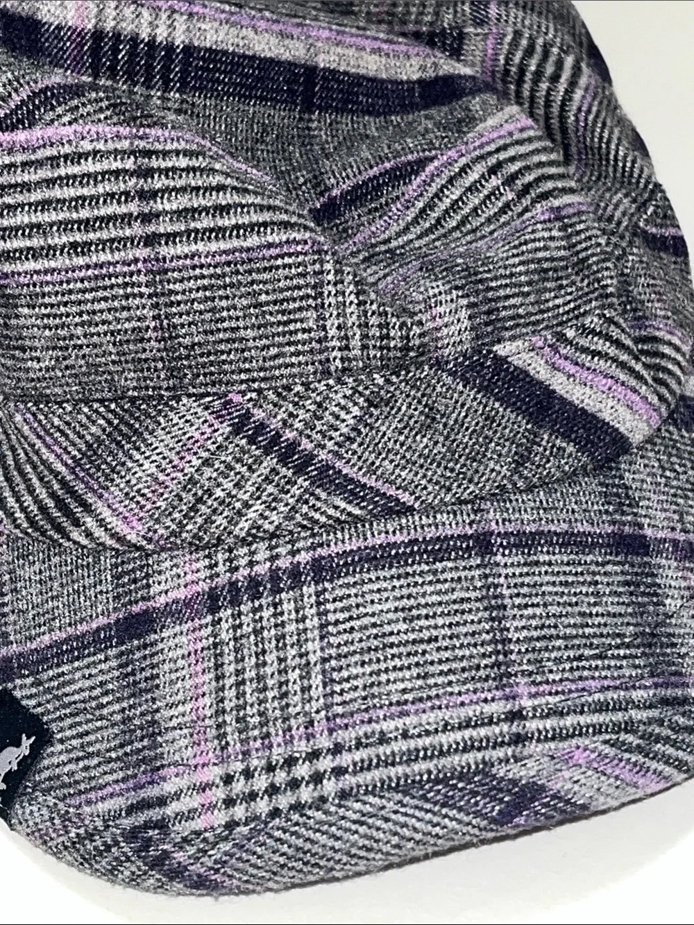 Kangol Gray Plaid Driver / Newsie Cap with Purple Accents